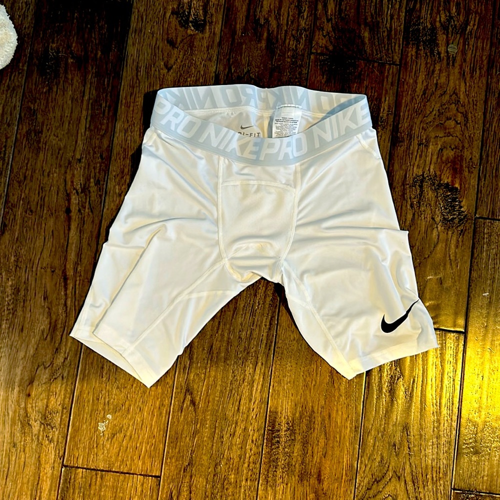 Boys white baseball siding shorts